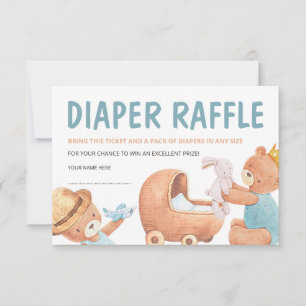 Teddy Bear Baby Shower Diaper Raffle Ticket Invitation