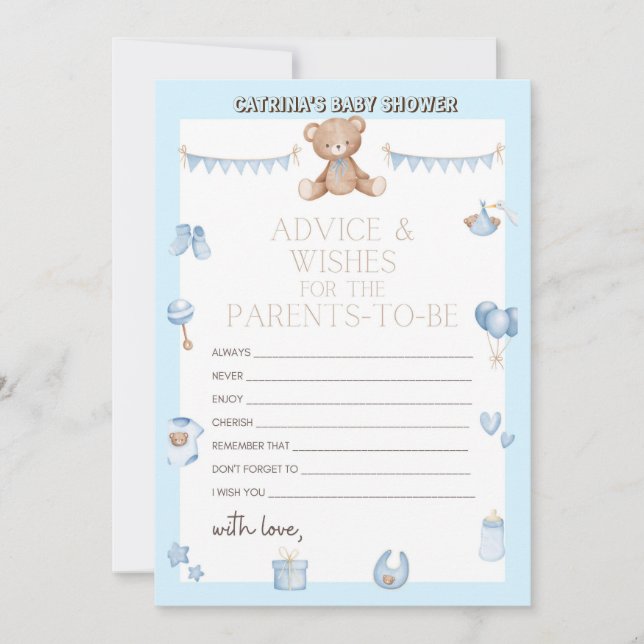 Teddy Bear Baby Shower - Editable Name, 5x7 size I Invitation (Front)