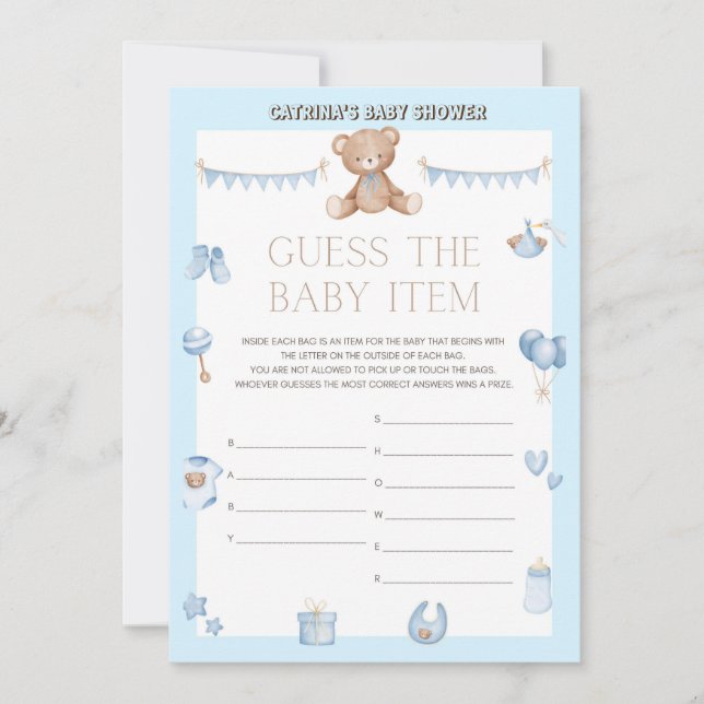Teddy Bear Baby Shower - Editable Name, 5x7 size I Invitation (Front)