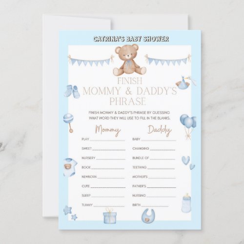 Teddy Bear Baby Shower _ Editable Name 5x7 size I Invitation