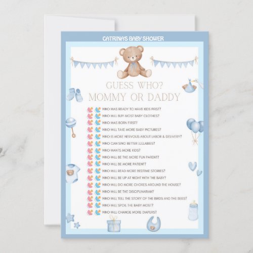 Teddy Bear Baby Shower _ Editable Name 5x7 size Invitation