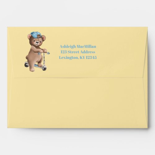 Teddy Bear Baby Shower Envelope _ Yellow Blue