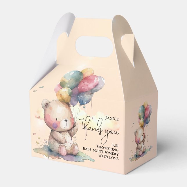 Teddy Bear Baby Shower Favor Boxes (Front Side)