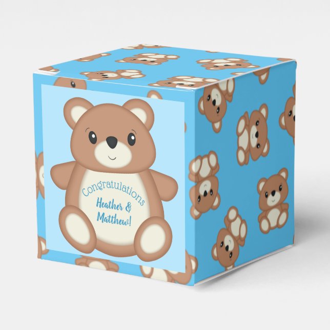 Teddy Bear Baby Shower Favor Boxes (Front Side)