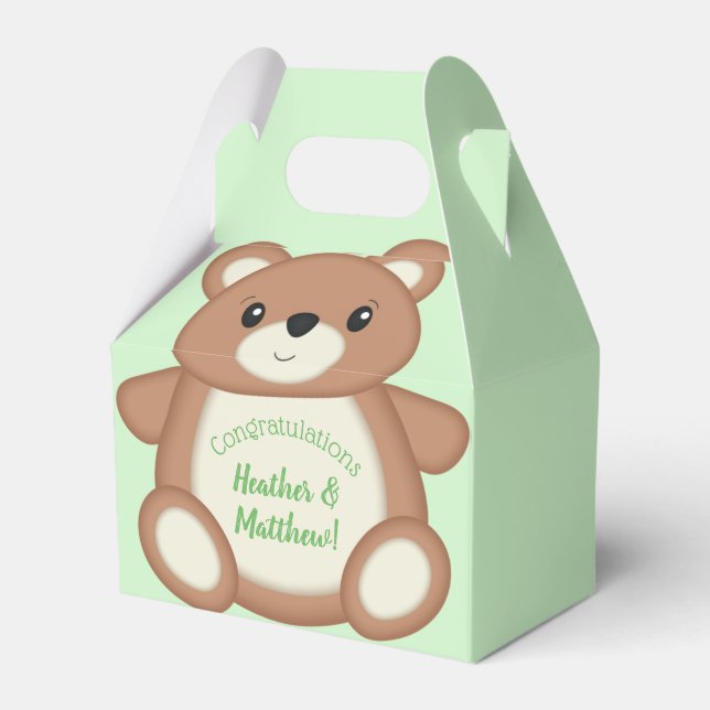Teddy Bear Baby Shower Favor Boxes (Front Side)