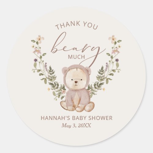Teddy Bear Baby Shower Favor Classic Round Sticker