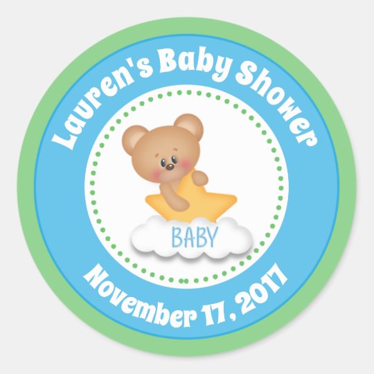 Teddy Bear Baby Shower Favor Stickers Baby Bear | Zazzle.com