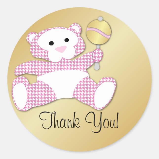Teddy Bear Baby Shower Favor Thank You Sticker (Front)
