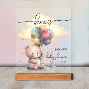 Teddy Bear Baby Shower Favors Acrylic Sign