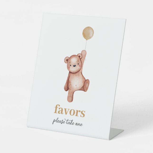 Teddy Bear Baby Shower Favors Table Sign (Front)