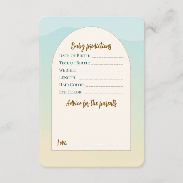 Teddy Bear Baby Shower Flat Advice Card (Front)