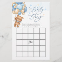 Teddy Bear Baby Shower Game - Bingo