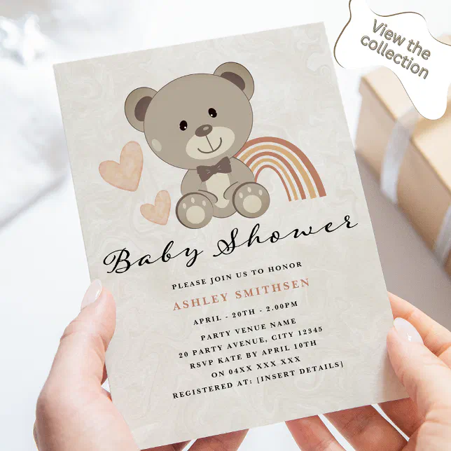 Teddy Bear Baby Shower Gender Neutral Invitation | Zazzle