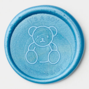Teddy Bear Baby Shower Gender Reveal Wax Seal Sticker