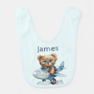 Teddy Bear Baby Shower Gift Boy Blue Bear Bib