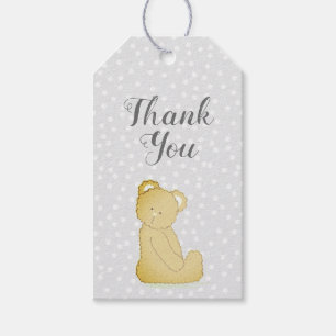 Teddy Bear Baby Shower Gift Tag gray and brown