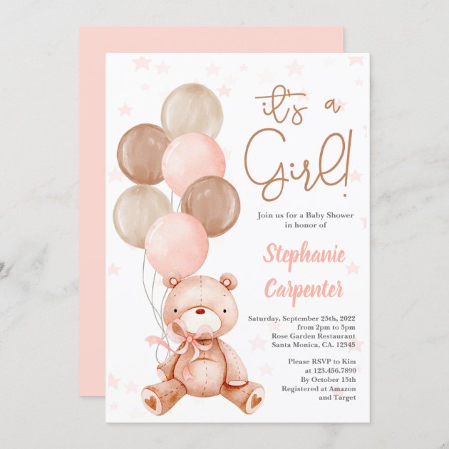 Teddy bear baby sale shower invitations girl