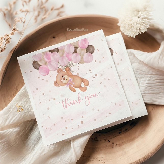 Teddy Bear Baby Shower Girl Napkins (Teddy Bear Baby Shower Napkins, We Can Barely Wait Napkins, Baby Shower Tableware, Bear Themed Napki)