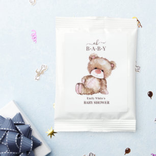 Teddy Bear Baby Shower, Girl Pink Bear Baby Shower Margarita Drink Mix