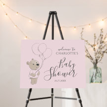 Teddy Bear Baby Shower Girl Welcome