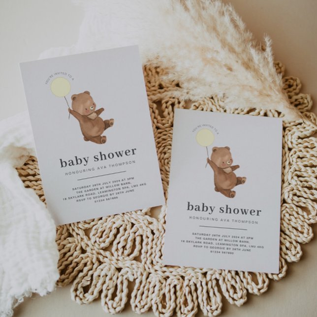Teddy Bear Baby Shower Gold Foil Invitation (Creator Uploaded)