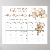 EVERLEIGH Guess the Arrival Date Baby Shower 16x20 Foam Board