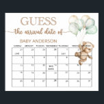 Teddy Bear Baby Shower Guess Due Date Calendar   Poster<br><div class="desc">Teddy Bear Baby Shower Guess Due Date Calendar Poster.</div>
