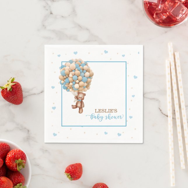 Teddy Bear Baby Shower - Hot Air Balloon Custom - Napkins (Insitu)