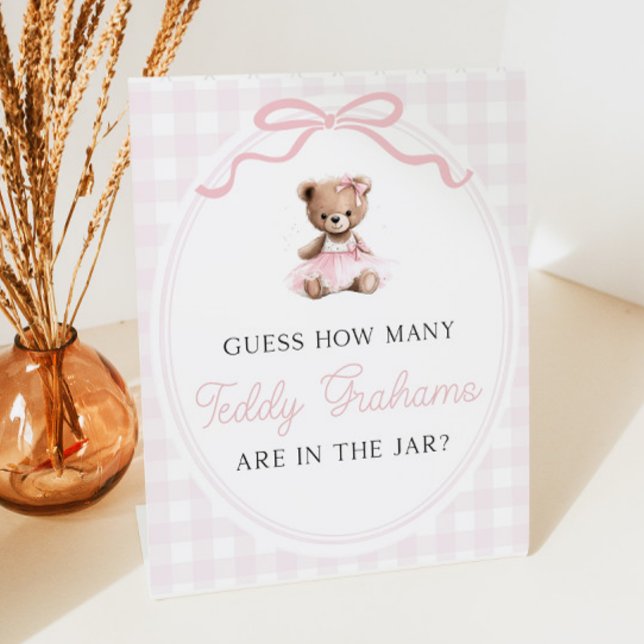Teddy Bear Baby Shower How Many Teddy Grahams Pedestal Sign (Creator Uploaded)