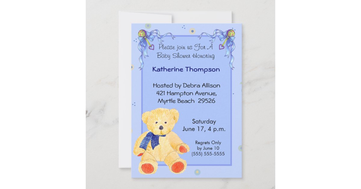 Teddy Bear Baby Shower Invitation Zazzle