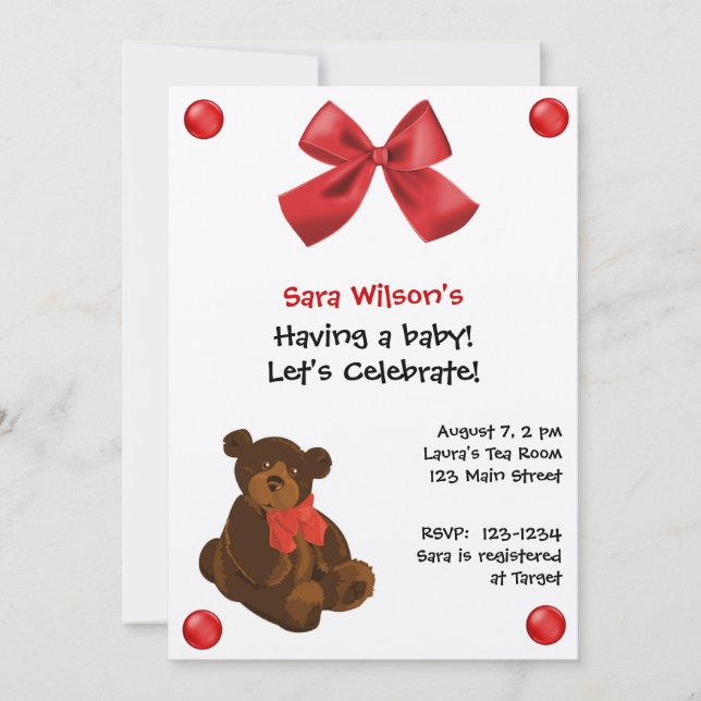 Teddy Bear Baby Shower Invitation (Front)