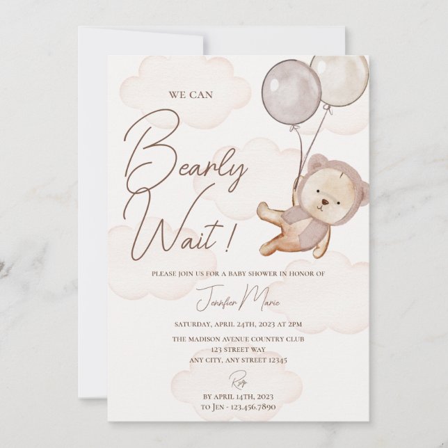 Teddy Bear Baby Shower Invitation (Front)