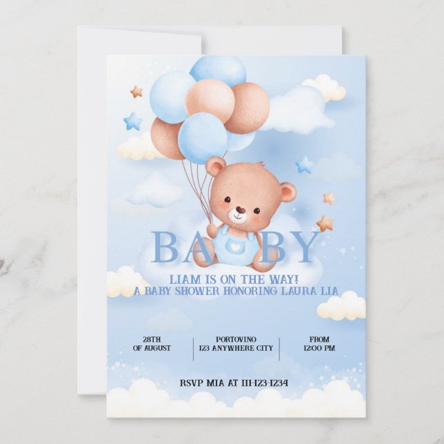 TEDDY BEAR BABY SHOWER INVITATION (Front)