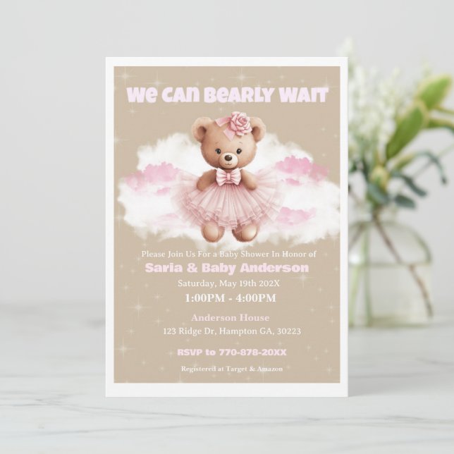 Teddy Bear Baby Shower Invitation (Standing Front)