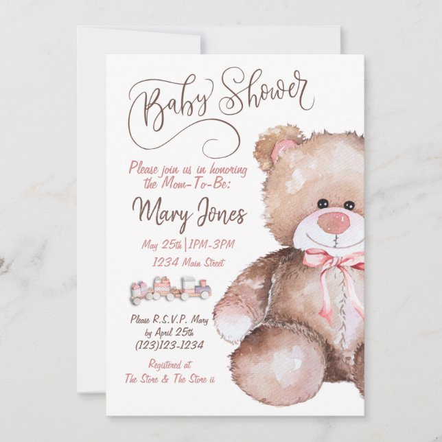 Teddy Bear Baby Shower Invitation (Front)
