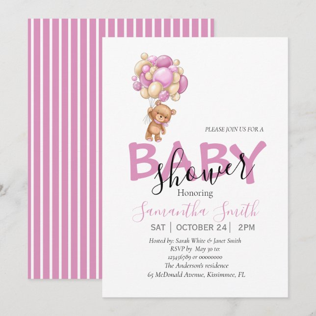 Teddy Bear Baby Shower Invitation (Front/Back)