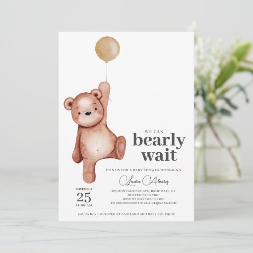 Teddy Bear Baby Shower Invitation | Zazzle