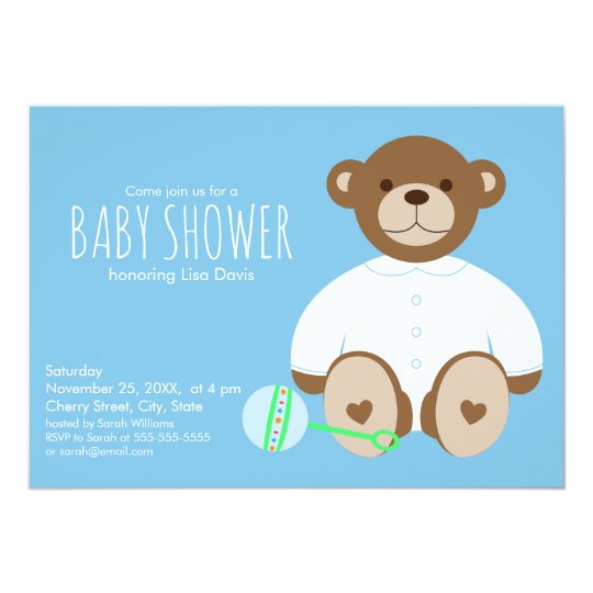 teddy bear baby shower invitation card