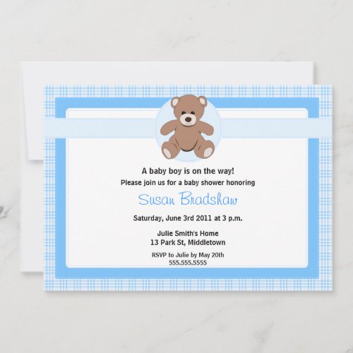 Teddy Bear Baby Shower Invitation _ Boy