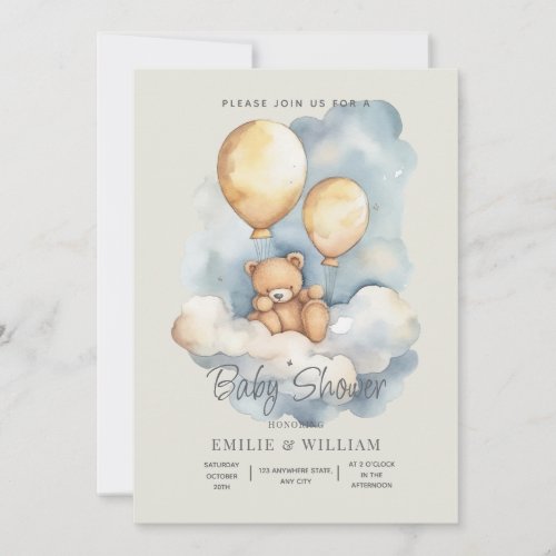 Teddy Bear Baby Shower Invitation Can Bearly Wait 