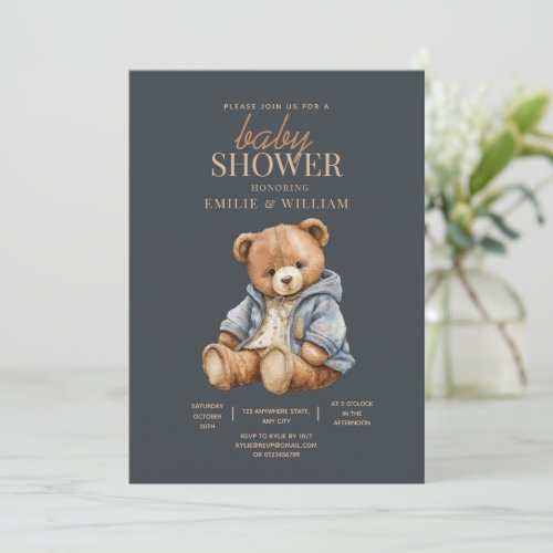 Teddy Bear Baby Shower Invitation Can Bearly Wait 