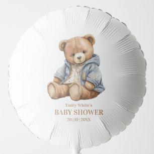 Teddy Bear Baby Shower Invitation Can Bearly Wait Balloon