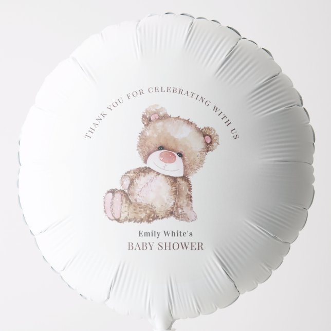 Teddy Bear Baby Shower Invitation Can Bearly Wait  Balloon (Front)