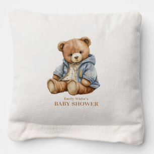 Teddy Bear Baby Shower Invitation Can Bearly Wait Cornhole Bags