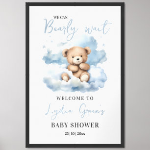 Teddy Bear Baby Shower Invitation, Can Bearly Wait Framed Art