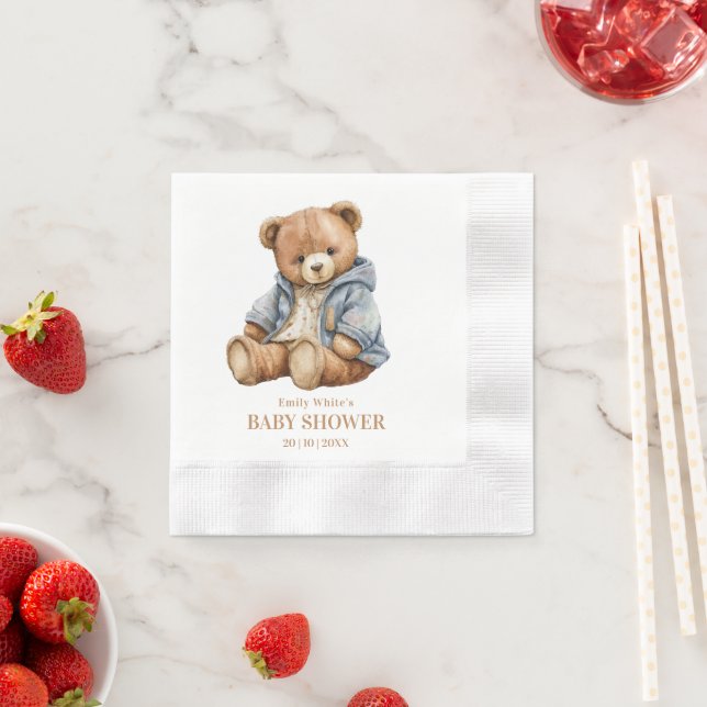 Teddy Bear Baby Shower Invitation Can Bearly Wait  Napkins (Insitu)