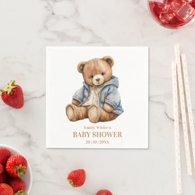 Teddy Bear Baby Shower Invitation Can Bearly Wait  Napkins (Insitu)