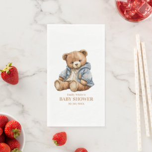 Teddy Bear Baby Shower Invitation Can Bearly Wait Paper Guest Towels