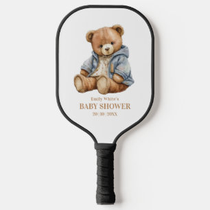 Teddy Bear Baby Shower Invitation Can Bearly Wait Pickleball Paddle