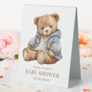 Teddy Bear Baby Shower Invitation Can Bearly Wait  Table Tent